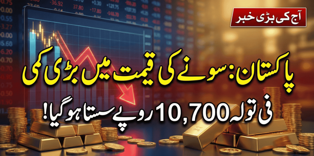 Gold price drop in Pakistan today feature image with urdu text